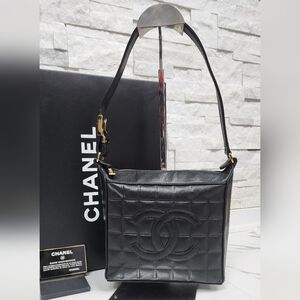 FULL SET Chanel Black Chocolate Bar Leather Bag